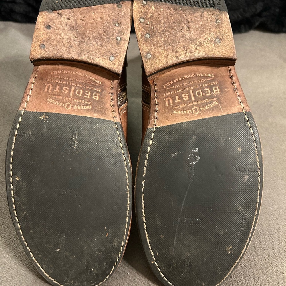 BED STU Becca Buckle Boot Size 6.5 Tan Rustic Leather Dual Zipper Ankle - Picture 9 of 14